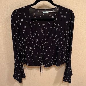 Bohemian Flare Sleeve Long Sleeve Top Urban Outfitters